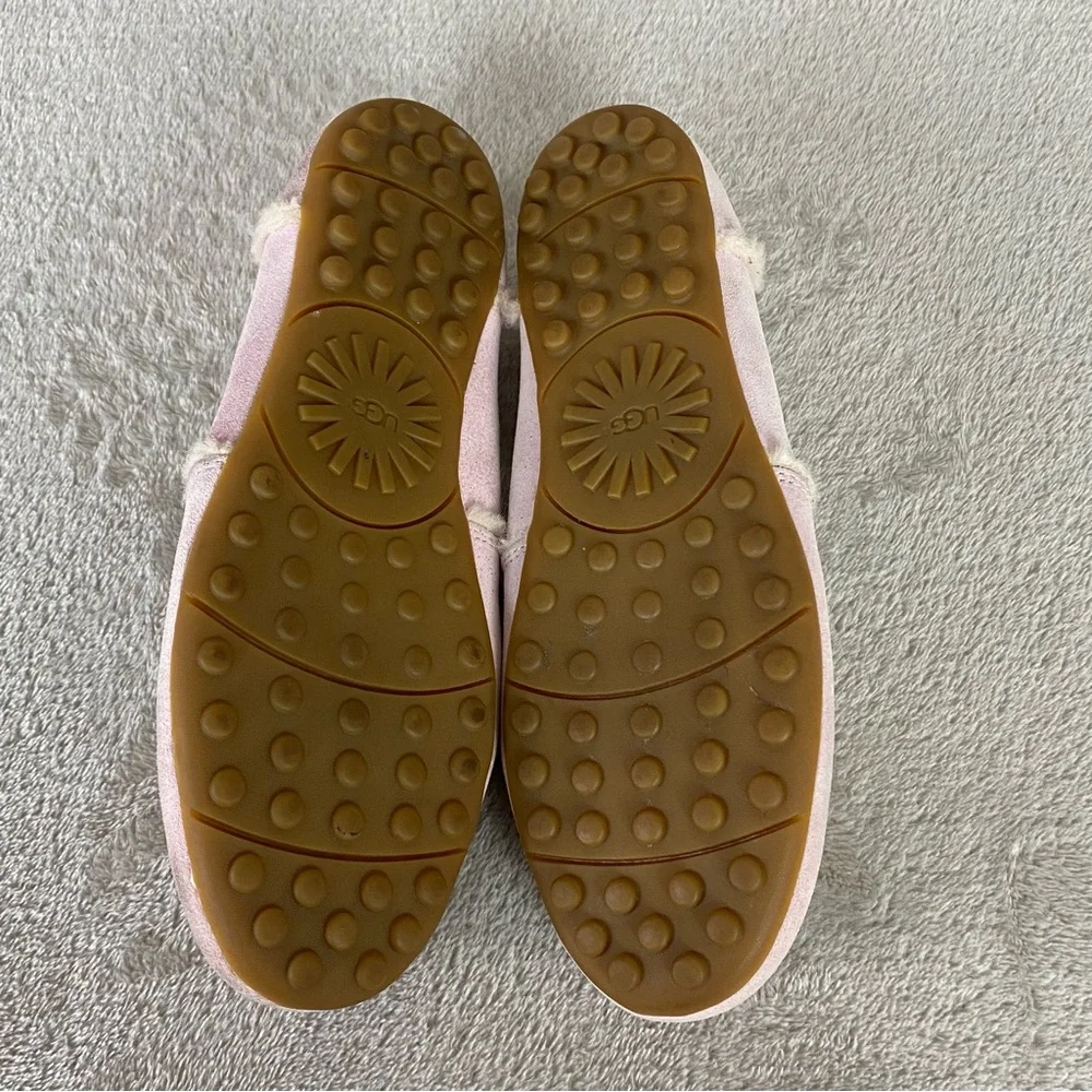 UGG Hailey Sparkle Girls Slippers Flats Size 4 Pink Sheepskin Suede Slip On